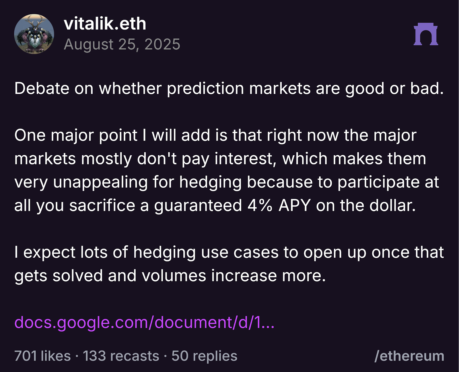 Source: Vitalik Buterin