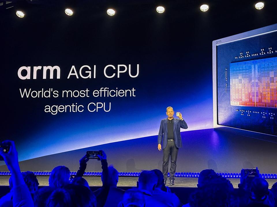 Arm CEO Rene Haas showcasing the AGI CPU