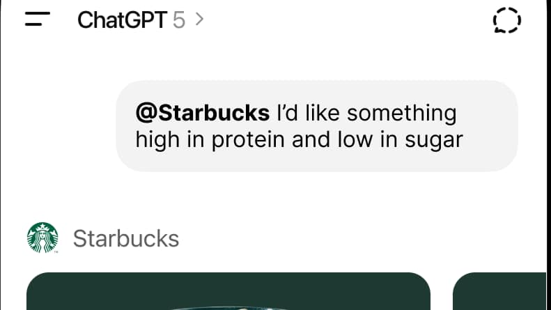 Starbucks app in ChatGPT (Courtesy: Starbucks)