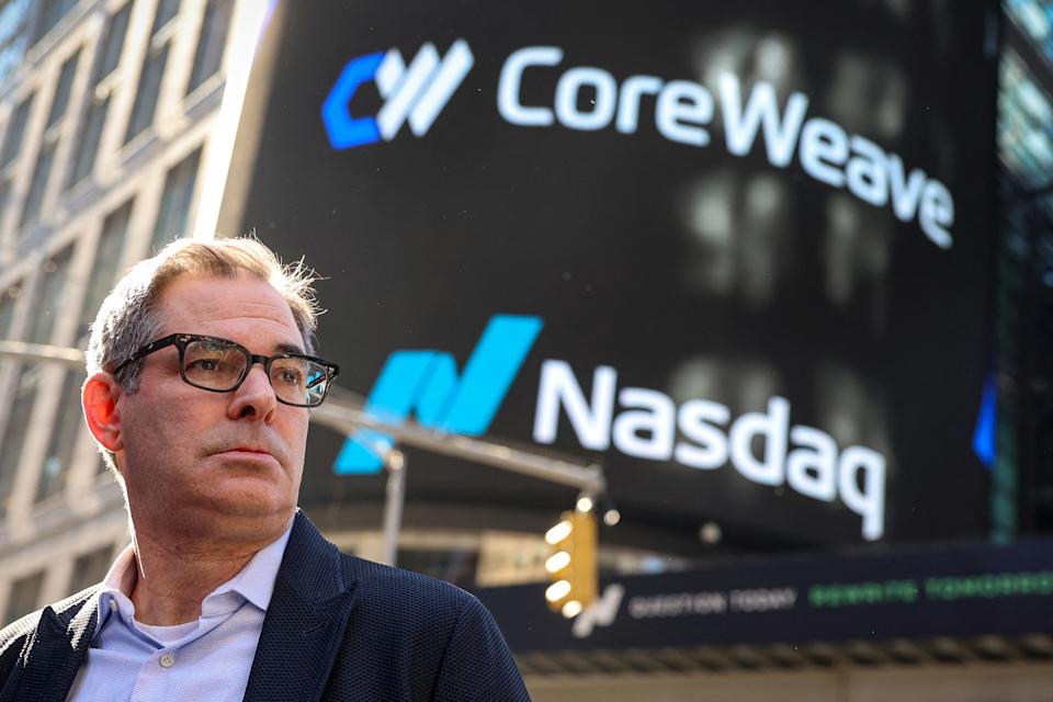 Michael Intrator, Founder & CEO of CoreWeave, Inc., Nvidia-backed cloud services provider, attends his company's IPO at the Nasdaq Market, in New York City, U.S., March 28, 2025. REUTERS/Brendan McDermid