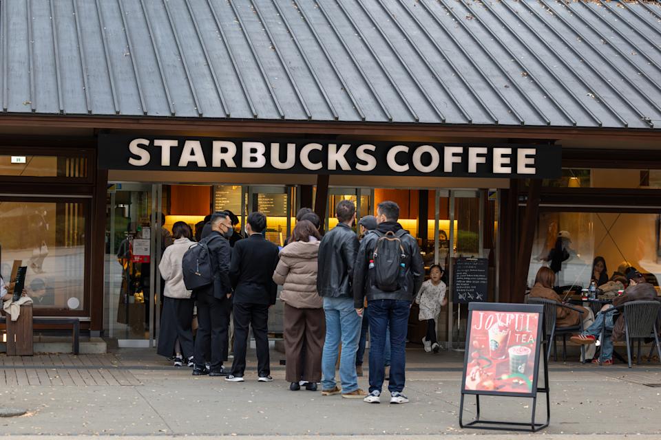 People queue at the Starbucks Coffee in Tokyo, Japan, on Nov. 5, 2025. (Getty Images)