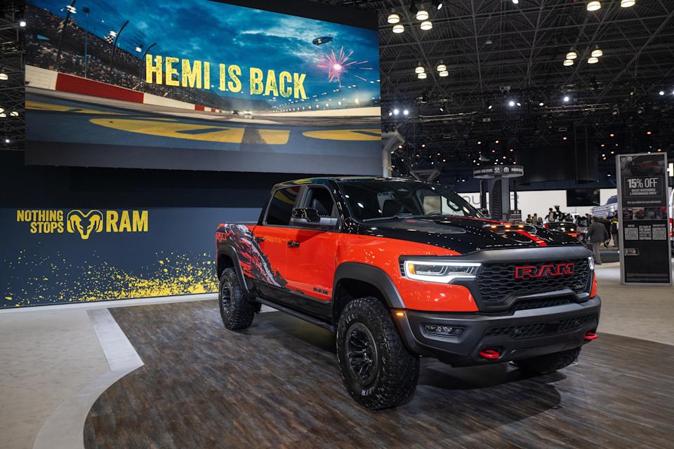 A 2027 Ram 1500 SRT TRX on display at the New York International Auto Show on April 1, 2026. (NDZ/STAR MAX/IP)